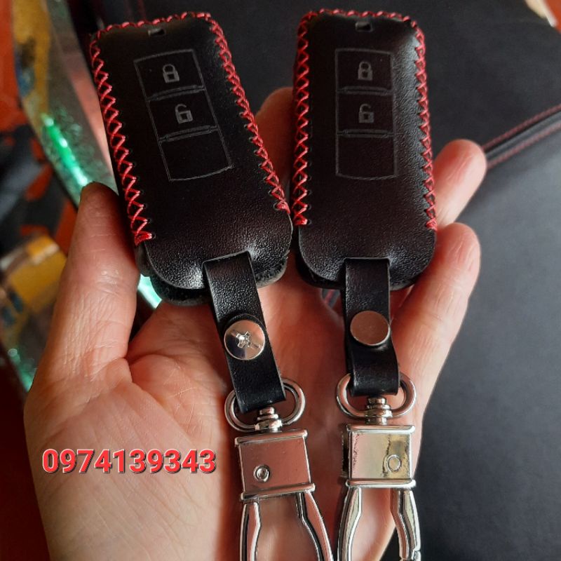 Mitsubishi Bao Da Chìa Khoá Mitsubishi Xpander, Outlander, Triton, Attrage, Mirage, Pajero bằng da bò thật tặng móc khóa