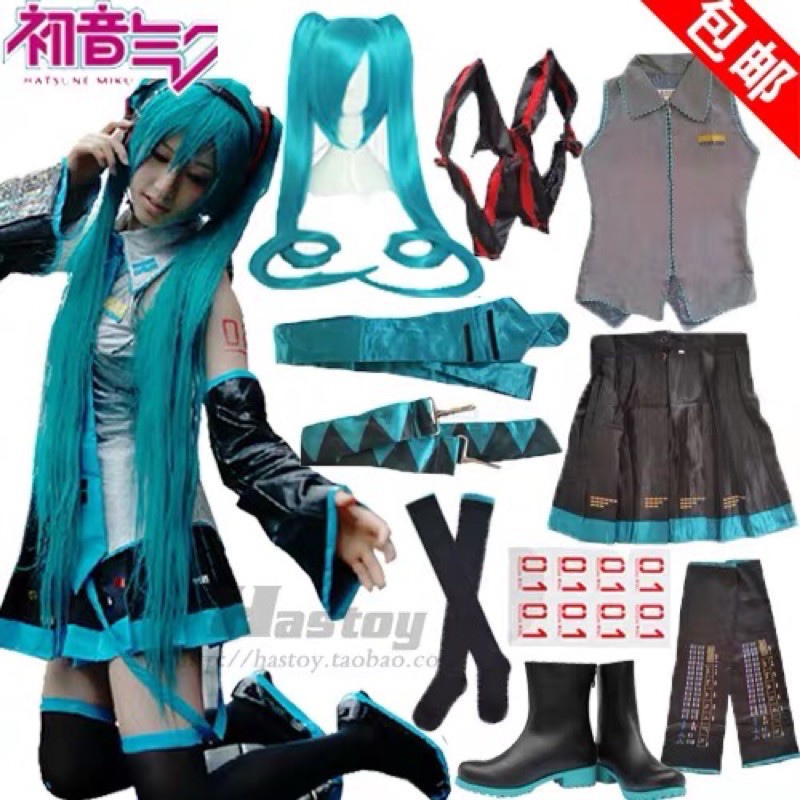 [hatsune miku]set cosplay Miku kèm (có ảnh thật,bảng size)