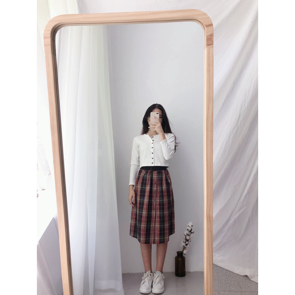 CHÂN VÁY DÀI CARO 1 HÀNG CÚC