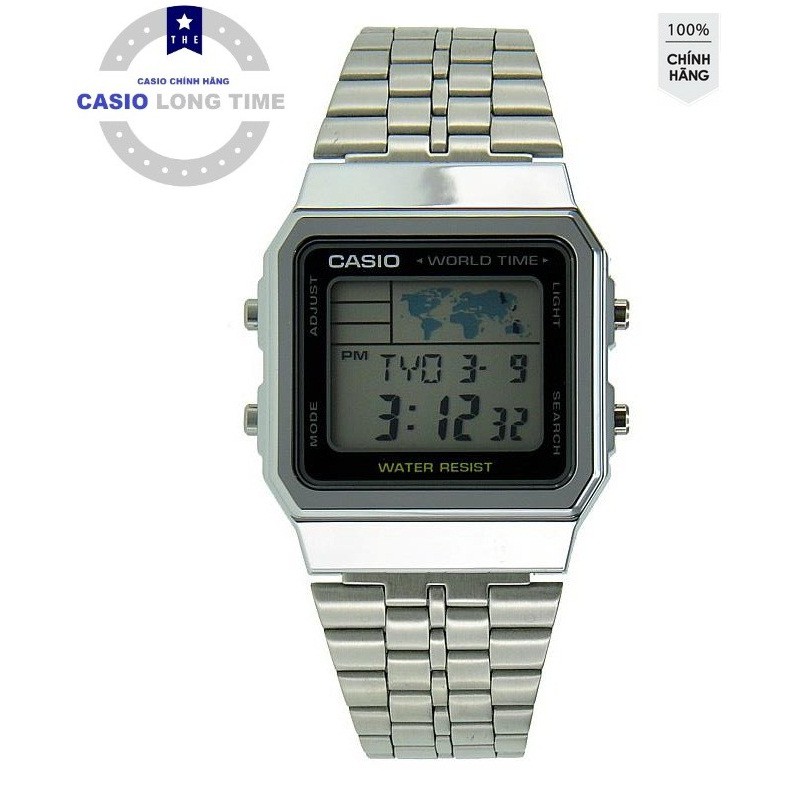 ĐỒNG HỒ NAM CASIO A500WA-1DF Dây kim loại - Viền đồng hồ màu đen