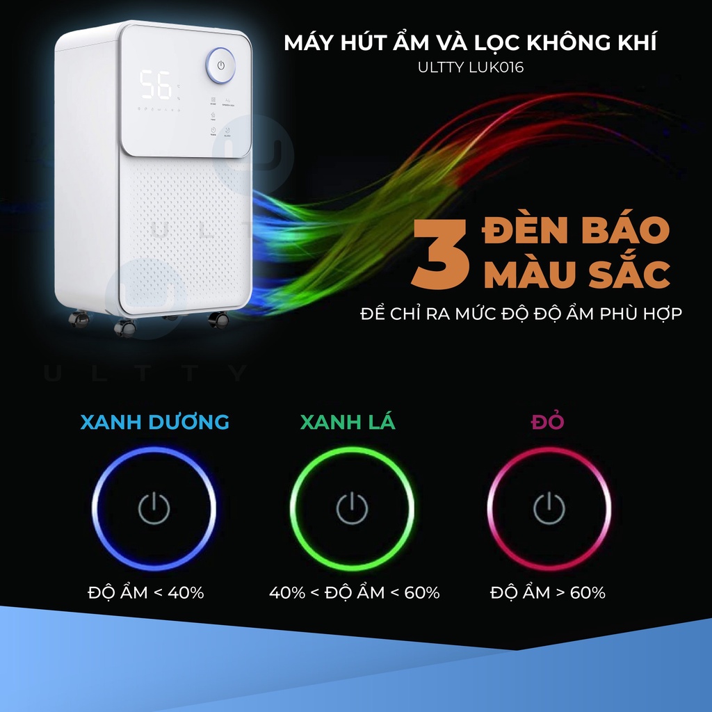 Máy Hút Ẩm Lọc Không Khí ULTTY LUK016 - Hàng Chính Hãng bảo hành 2 năm quốc tế - Befoyo