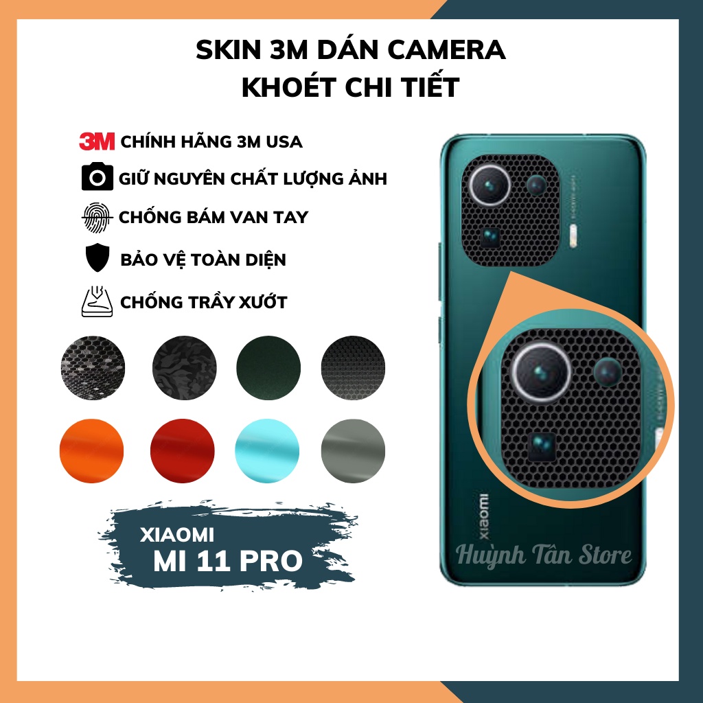 Miếng dán camera xiaomi mi 11 pro 5g skin 3m chính hãng từ USA chống trầy xướt mua 1 tặng 1 phụ kiện huỳnh tân store