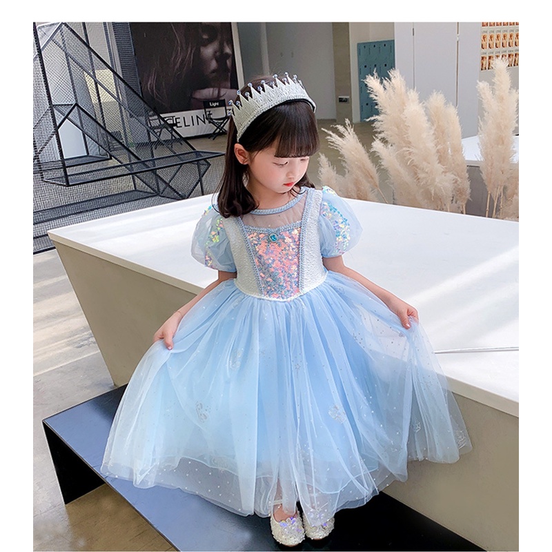 Váy công chúa Elsa kèm tà dài cho bé gái 3-11 tuổi - Mẫu mới nhất 2022