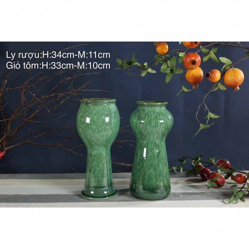 Lọ cắm hoa Bát Tràng men hoả biến xanh thiên thanh