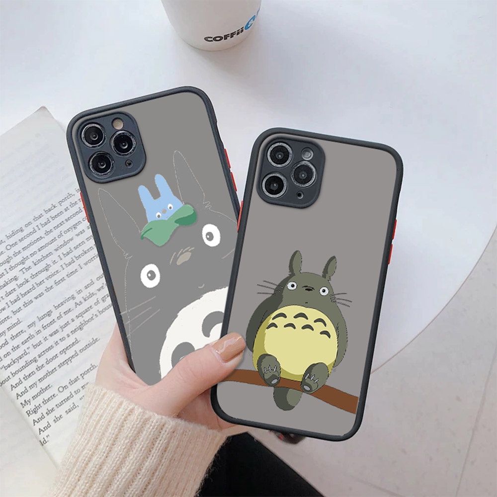 Ốp Điện Thoại Nhựa PC Cứng Mặt Nhám Hình Totoro Cho iPhone 11 12 13 Pro Max 7 8 SE 2022