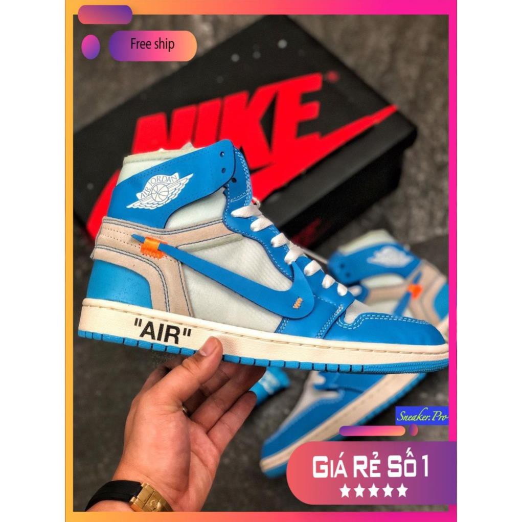 (FULL BOX + QUÀ TẶNG) Giày thể thao Air Jordan 1 Retro High Off-White University Blue cổ cao siêu đẹp cho nam và nữ