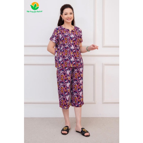 Bộ lanh quần lửng áo cộc tay nữ B06.2207 - Thời trang gia đình VT