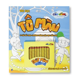 Sách - Vui Học Tô Màu 9 chủ đề theo chương trình giáo dục mầm non (Tặng Kèm Hộp 12 Màu Sáp)