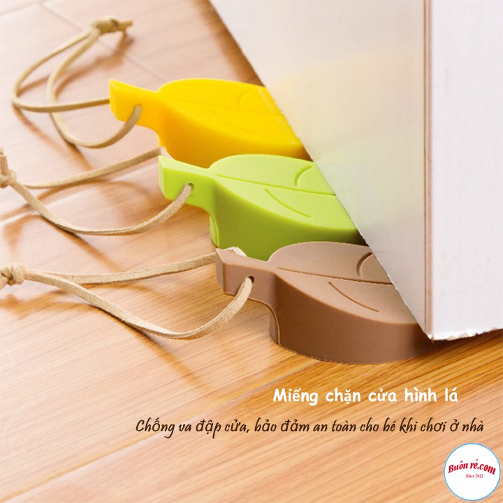 Dụng Cụ Chặn Cửa Hình Lá, silicone đặc dẻo dai không bị mòn và xẹp, tránh cho cửa va đập vào tay chân em bé br00494