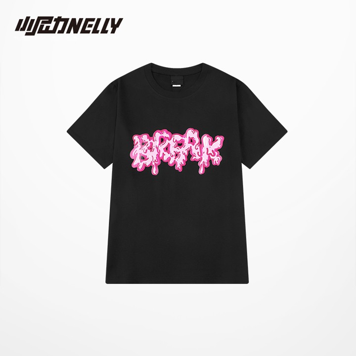 Áo thun tay lỡ NELLY cotton 4 chiều dáng unisex in hình break blood text mã N0139