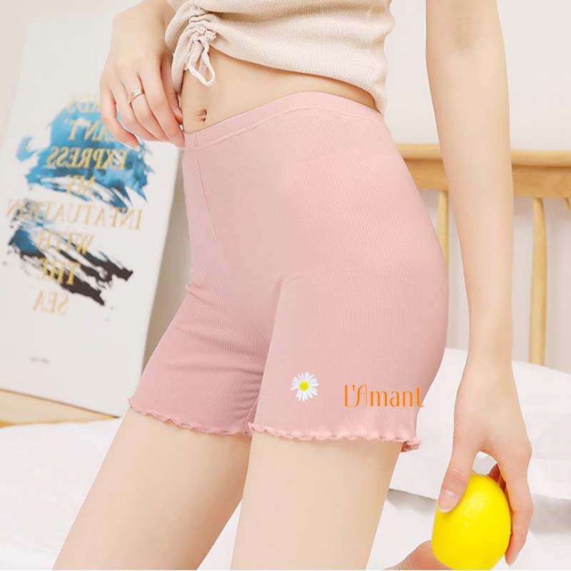 Quần mặc trong váy cotton gân tăm hoa cúc L'Amant