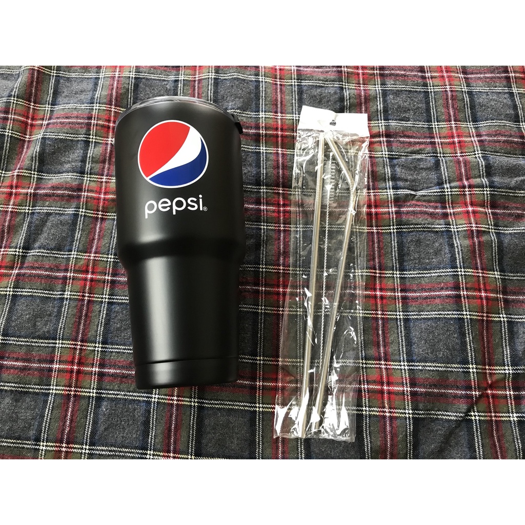 Ly giữ nhiệt inox Pepsi 900ml kèm bộ ống hút inox