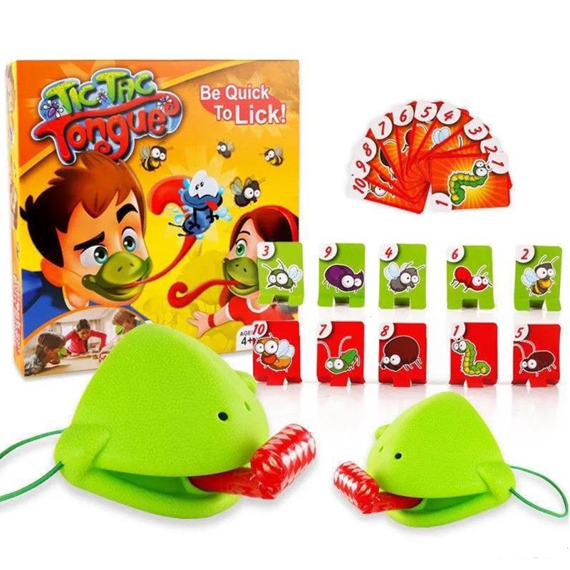 2022 Tongue Tic-Tac Chameleon Frog Mouth Take Card Tongue Family Party Toy Be Quick To Lick Cards Toy Set Funny Game Kids Gift