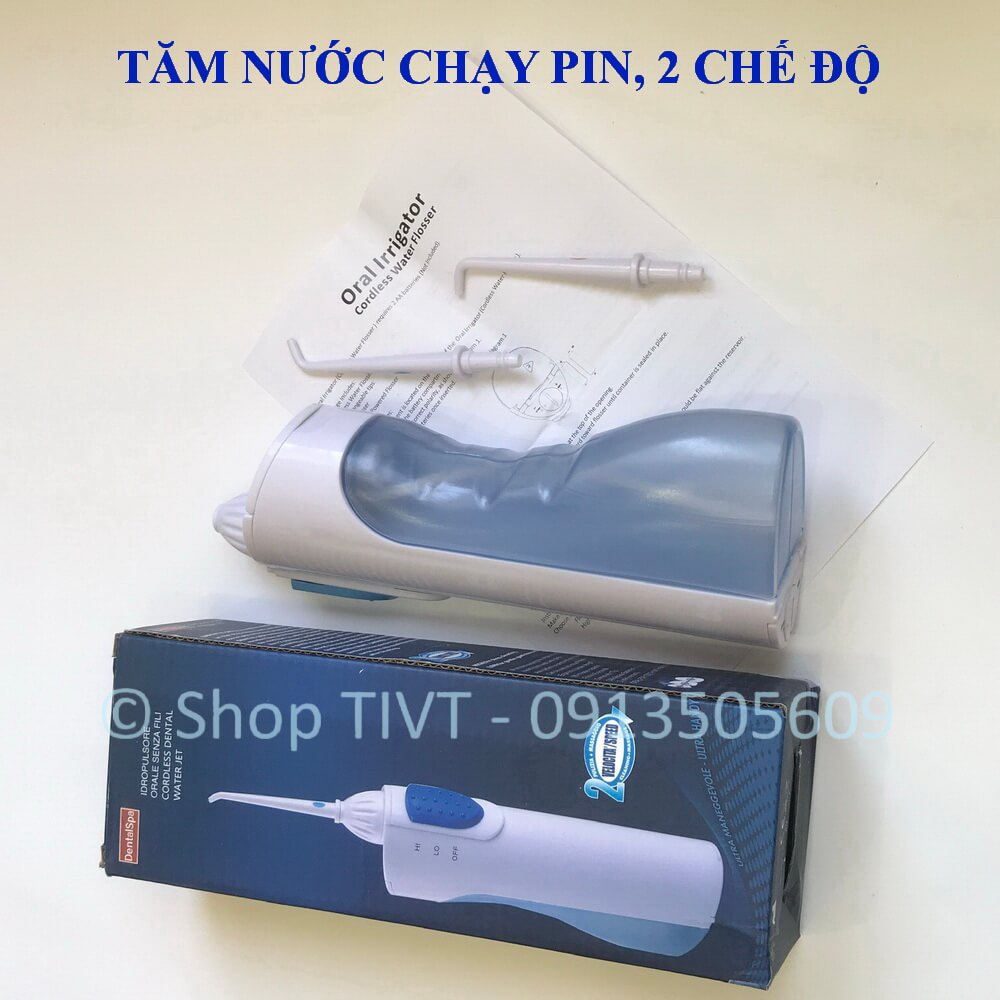 Tăm nước điện đơn giản 2 chế độ, lắp 2 pin AA, dễ sử dụng, làm sạch kẽ răng, mát xa lợi, chống hình thành mảng bám-TIVT