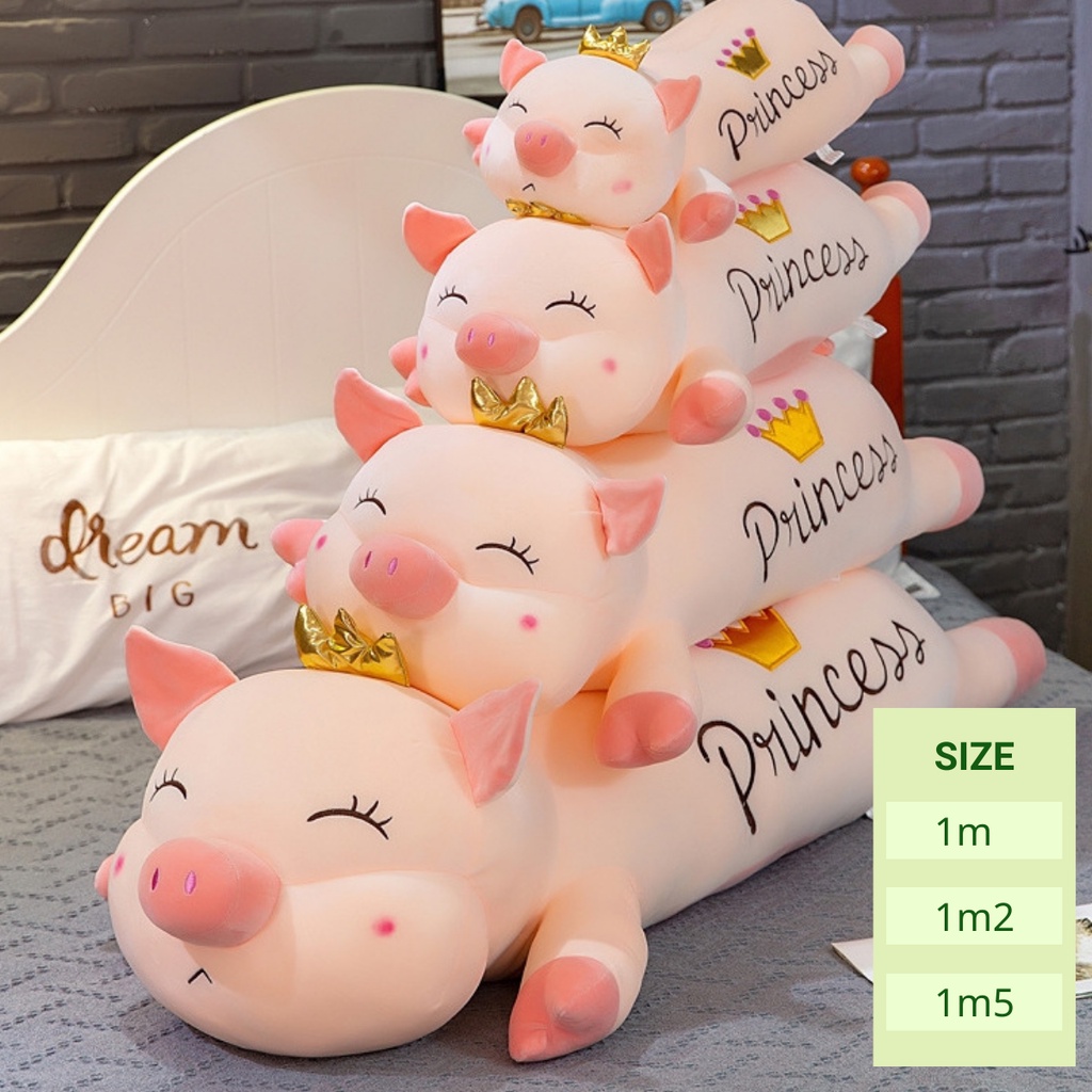 Gối Ôm Hình Thú Nhồi Bông HOMIES Heo Vương Miện Hồng Chất Liệu Nhung Co Dãn 4 Chiều - Nhiều Kích Thước
