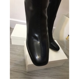 Boot đùi da gót vuông