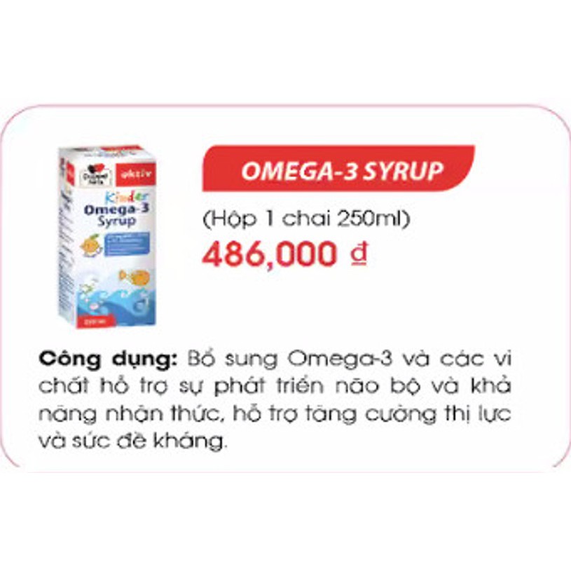 [NK chính hãng] Siro hỗ trợ phát triển não bộ và thị lực cho bé Doppelherz Aktiv Kinder Omega-3 Syrup (Chai 250ml)