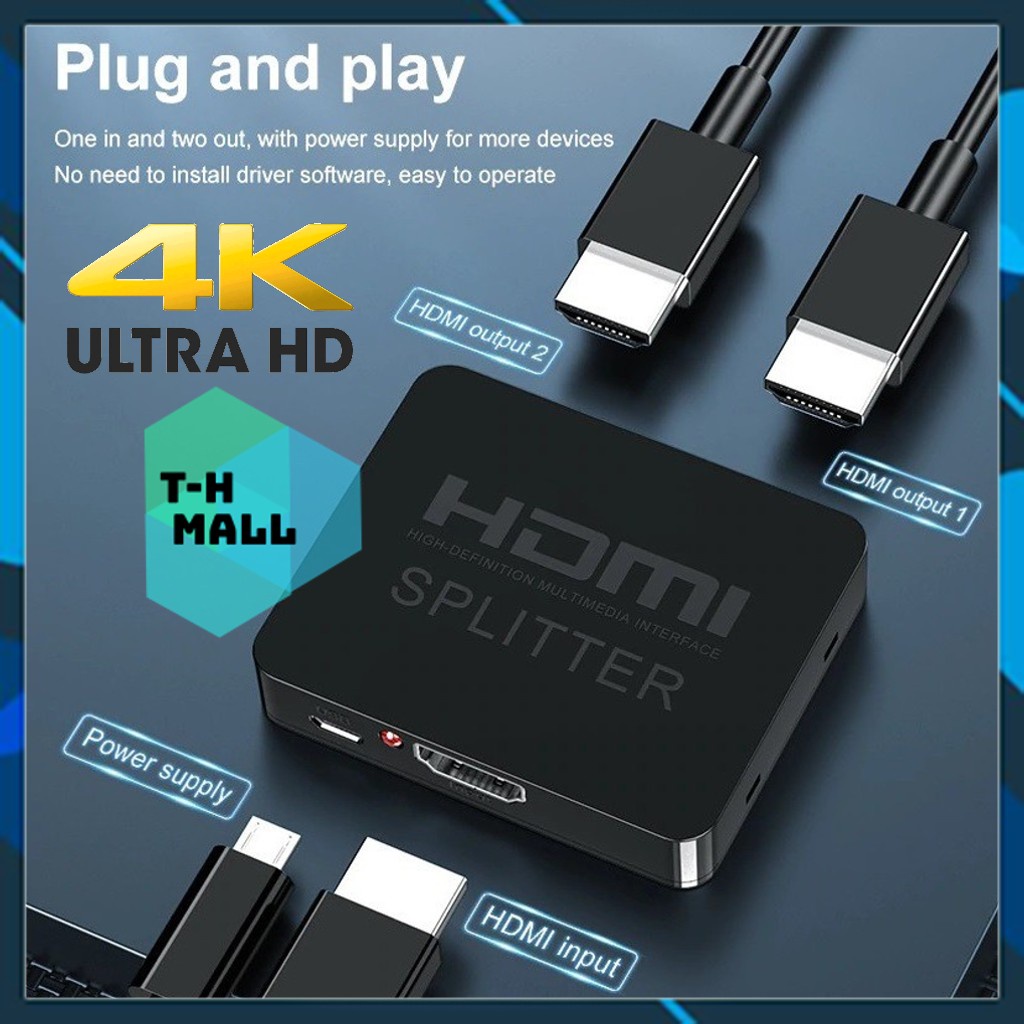 Bộ Splitter chia cổng HDMI vào một ra hai màn hình 4K 1080 1X2 cho HDTV DVD PS3 Xbox