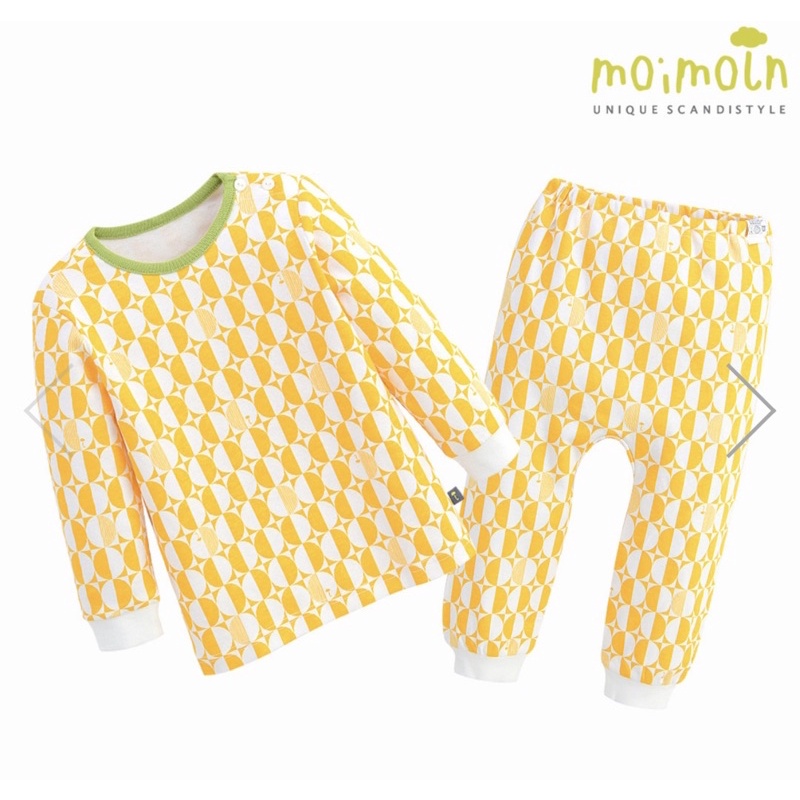 [130] Bộ ngủ mặc nhà cotton dài tay cho bé trai bé gái xuất Hàn dư xịn Moimoln họa tiết tròn màu vàng và tím