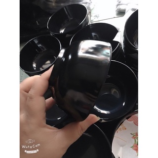 Chén(bát) cơm , súp nhựa Melamine màu Đen/Trắng Size 11.2*5.4cm