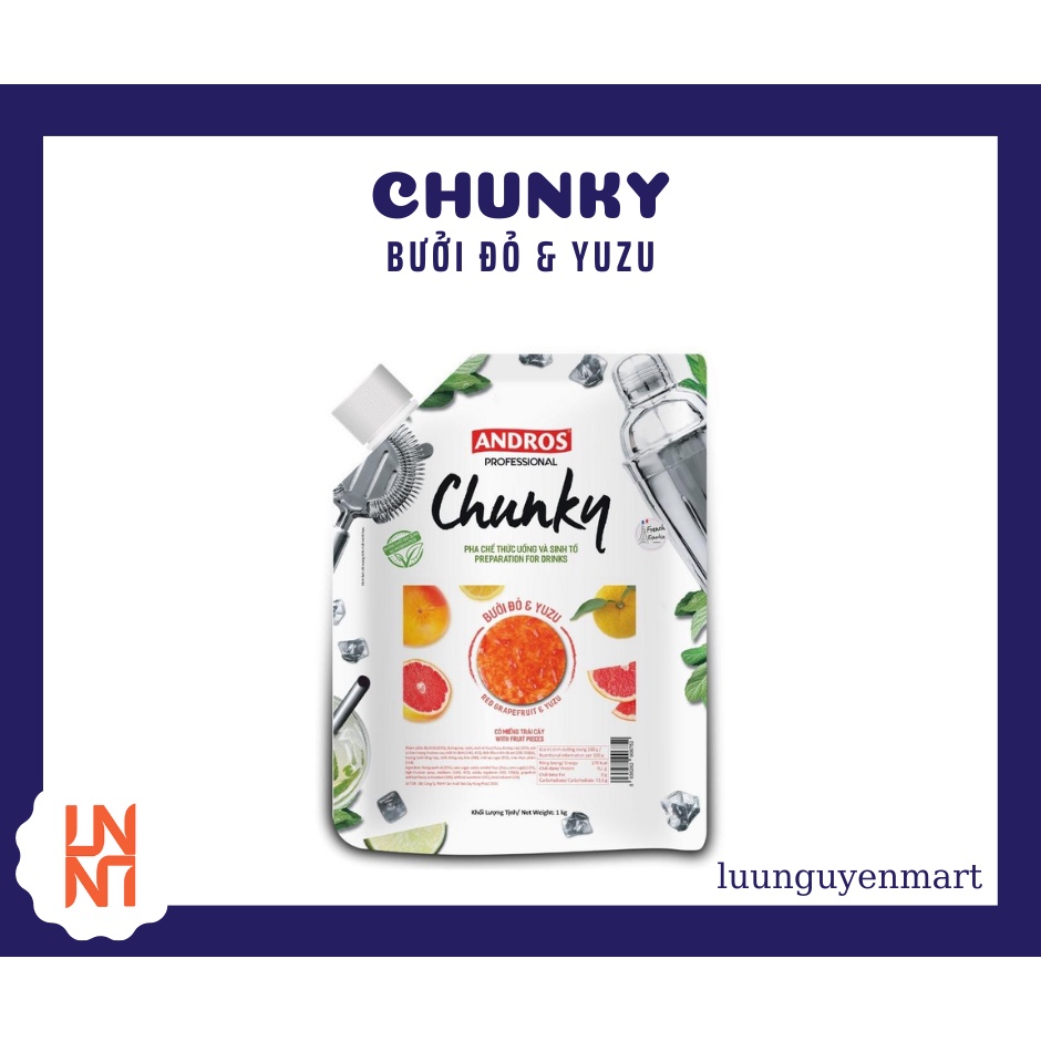 Mứt Trái Cây Pha Chế Chunky Bưởi Đỏ & Yuzu  Bịch 1kg