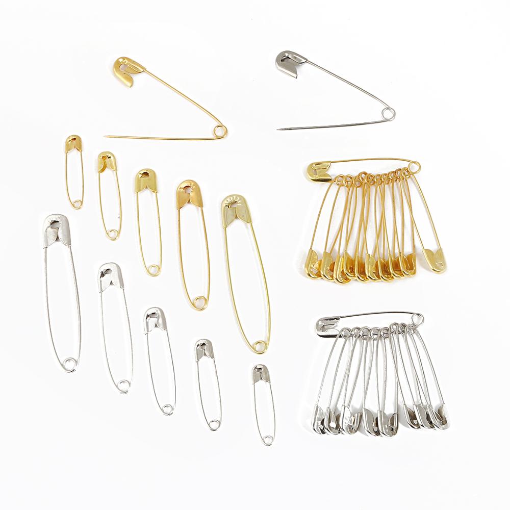 Set 50 kim băng cài áo chất liệu thép không gỉ màu vàng / bạc nhiều kích thước tùy chọn