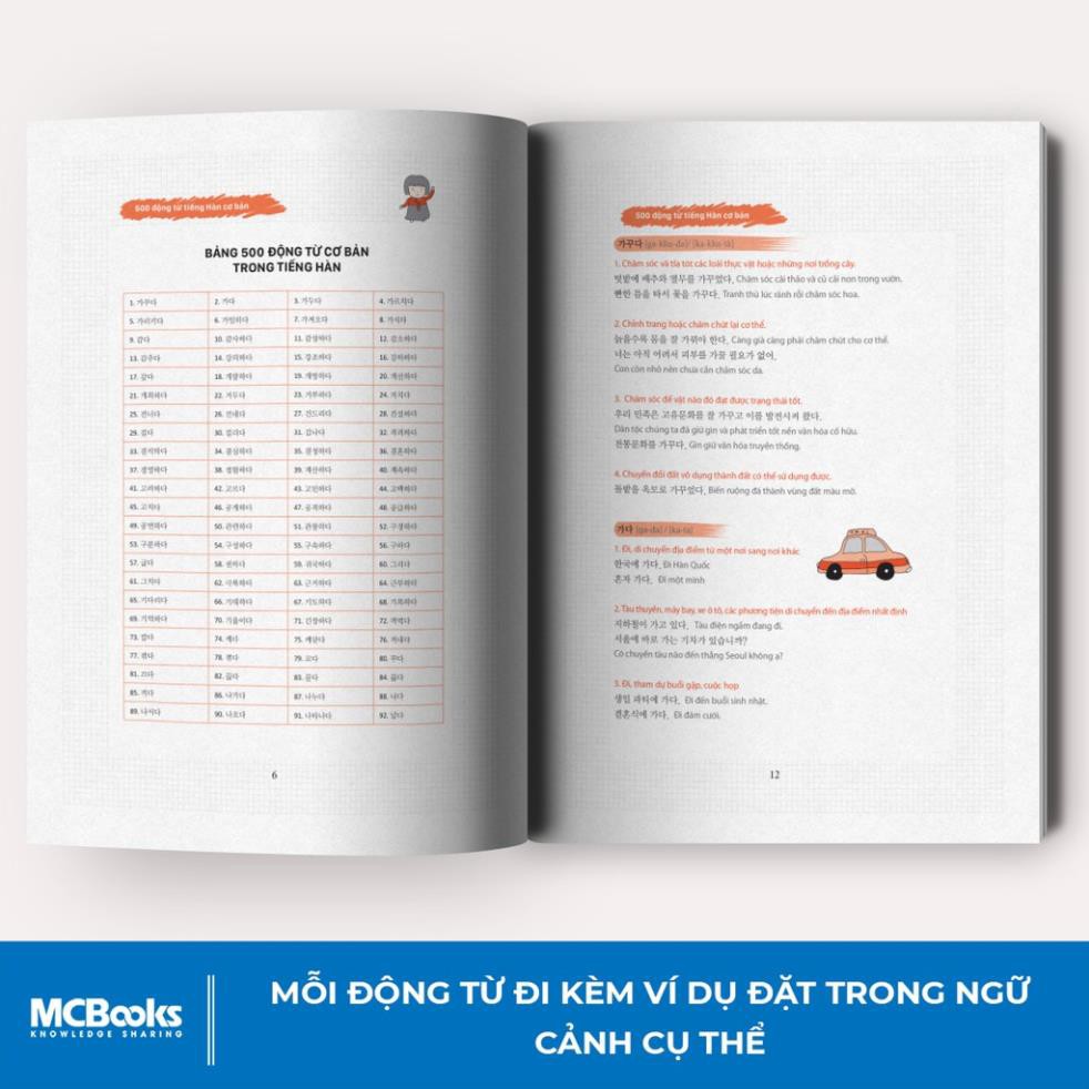 Sách - 500 Động Từ Tiếng Hàn Cơ Bản [MCBOOKS]