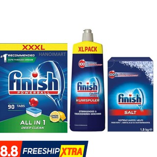 Bộ Viên rửa bát finish 90 viên+Muối Finish 1.5kg+Bóng finish 750ml (NK Đức )