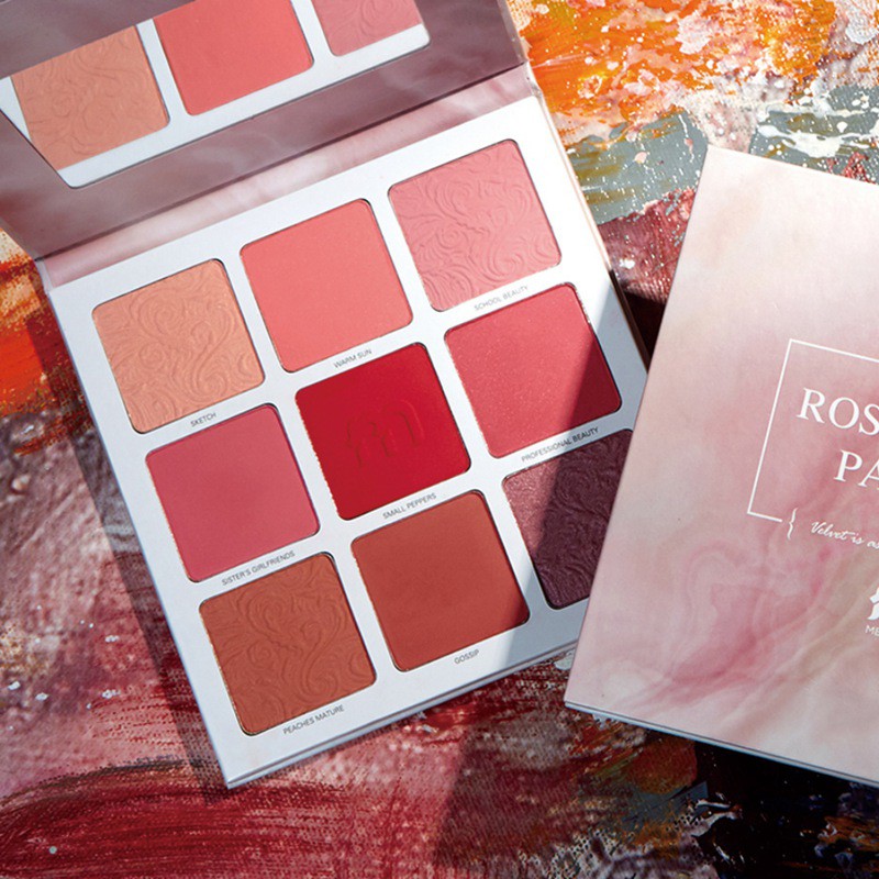 [Hàng mới về] Bảng phấn má hồng 9 màu chống nước chống nhòe lâu trôi