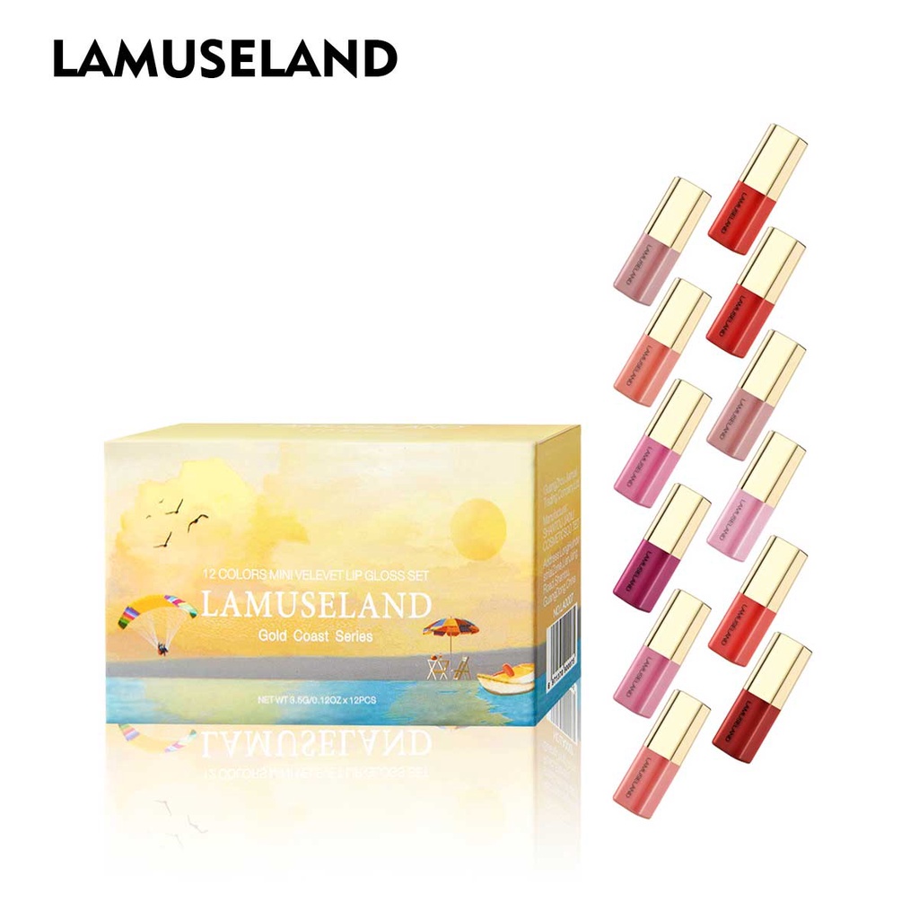 Bộ Son Môi Du Lịch Lamuseland L18L12 Mini Có Chất Lì Lâu Trôi Đáng Yêu Tiện Lợi