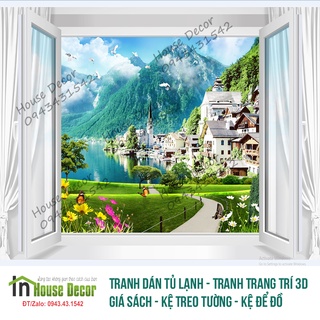 Tranh dán tường 3D cửa sổ, Tranh Dán Tường 3d Phòng Khách, phòng ngủ hiện đại - CS80