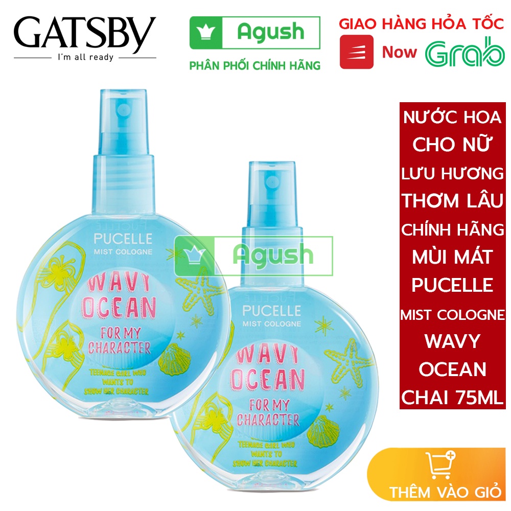 Nước hoa nữ đi học thơm lưu hương lâu Pucelle Mist Cologne Wavy Ocean chai 75ml nhỏ gọn bỏ túi nhẹ nhàng mát mẻ giá rẻ