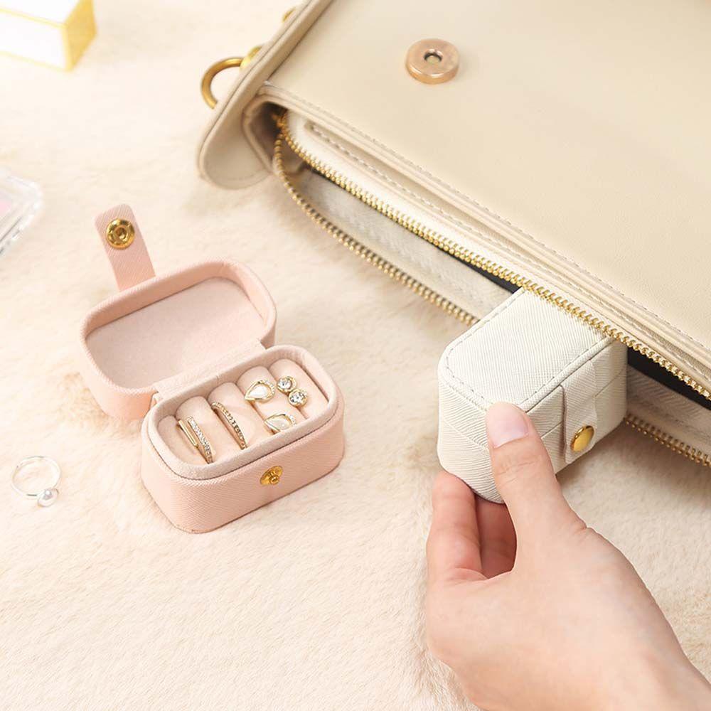 Hộp Đựng Trang Sức Mini Bằng Da PU Chống Thấm Nước Tiện Dụng Giá Đỡ