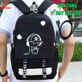 Balo đi học nam nữ phát sáng Baloking cao cấp hình Boy Music cá tính + Tặng cáp sạc USB xịn bền - Hàng HOT nhất năm nay