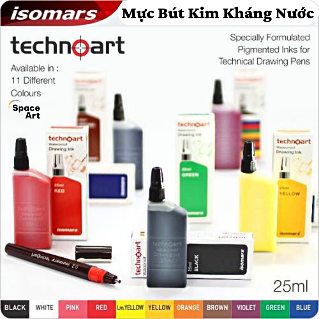 Mực Kỹ Thuật chuyên dụng Kháng Nước ISOMARS Technoart Waterproof Drawing Ink