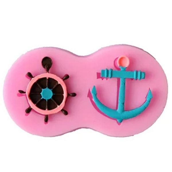 Khuôn silicone nhấn bánh hình bánh lái &amp; mỏ neo tàu thủy