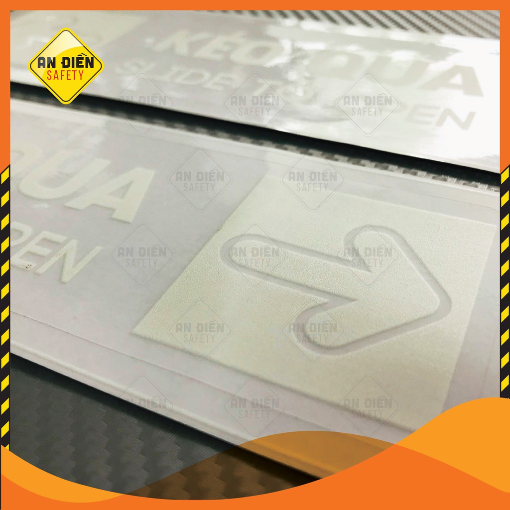 2 sticker Decal dán cửa kính Hướng dẫn Kéo Qua Để Mở Cửa KT: 20x6cm - Biển báo An Điền Safety