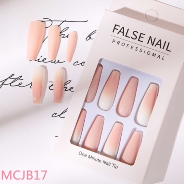Hộp 24 móng giả dài nhiều màu sắc cực quang thời trang