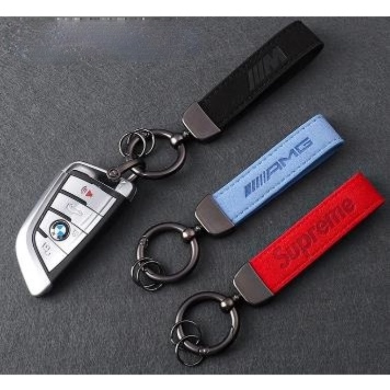 Móc Chìa Khóa Da In Chữ Supreme Phong Cách Thể Thao Thời Trang Cho Nam