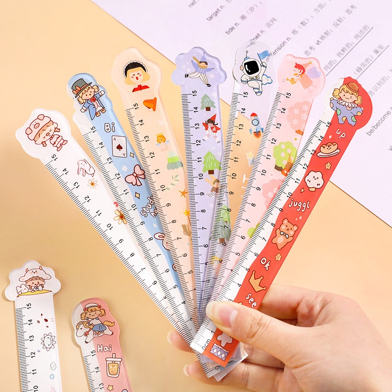 Thước nhựa cứng 15CM đầu hoạt hình cute