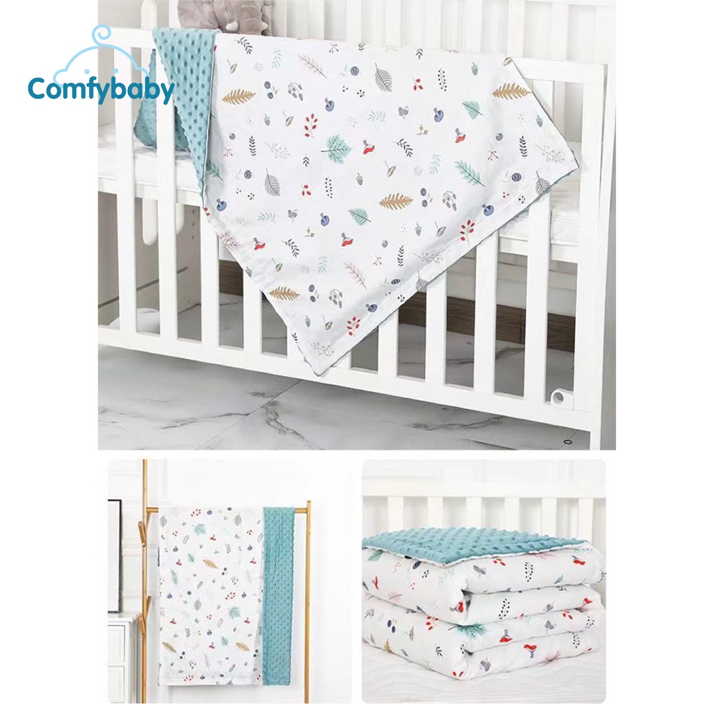 Chăn 2 mặt muslin cao cấp, lông tuyết mịn hạt đậu Comfybaby CHAN015