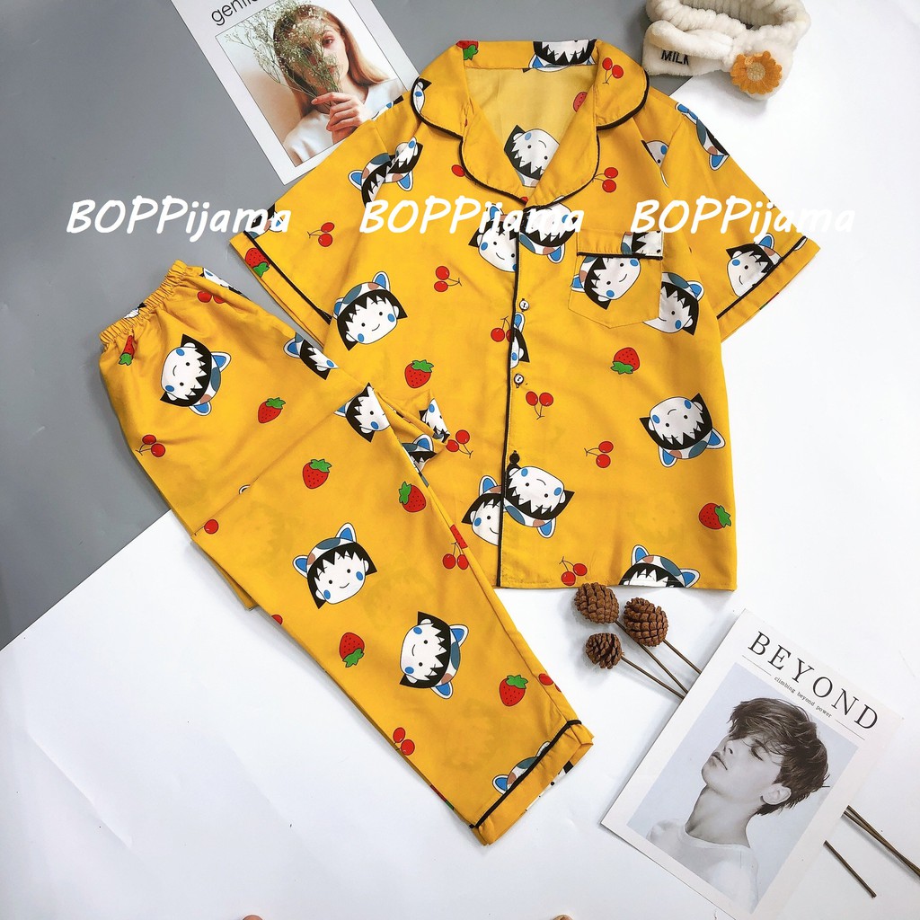 Đồ Ngủ Nữ Pijama Tay Ngắn Quần Dài HATIBO, Bộ Pizama Vải Kate Thái Loại 1 Mặc Nhà Thu Đông | BigBuy360 - bigbuy360.vn