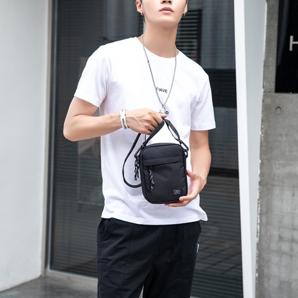 Túi Đeo Chéo Nam Nữ Unisex Messenger Mini Phong Cách Hàn Quốc Thời Trang Đeo Vai K12 Freeship - The Black Box