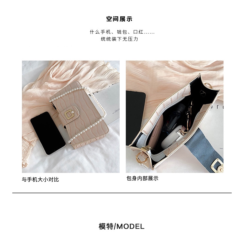 IELGY Túi đeo vai có đính ngọc trai phong cách retro cổ điển thời trang cho nữ