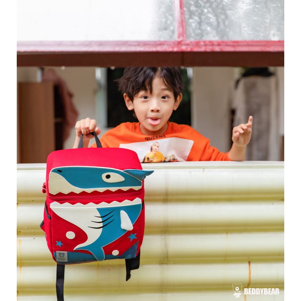 Balo Beddybear Cute Bag In hình Cá Mập - dành cho Bé từ 04 tuổi trở lên -YE-CAMAP. Cao 32 xNgang 26 x rộng 11 Chính hãng