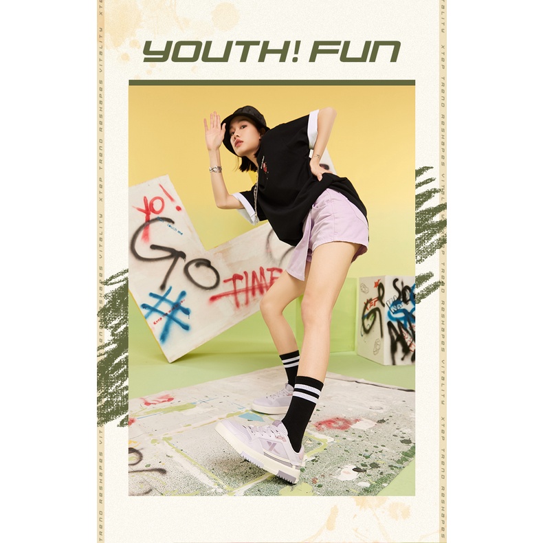 Giày thể thao XTEP phối lưới thoáng khí phong cách Hàn Quốc thời trang dành cho nữ