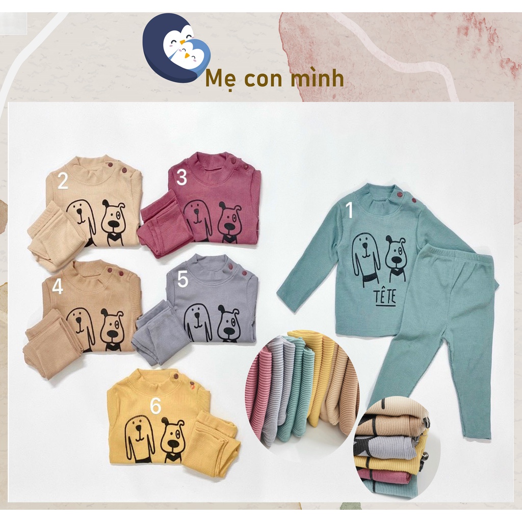 Bộ dài tay cổ cao nút bấm vai cho bé trai, bé gái-Áo quần thu đông trẻ em