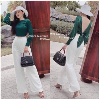 Áo phi lụa hở lưng cột nơ có mút ngực