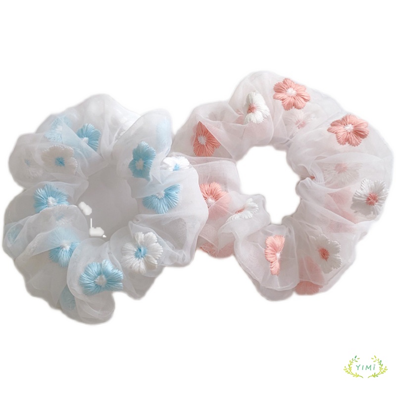Dây buộc tóc co dãn trang trí họa tiết hoa vải xinh xắn cho nữ