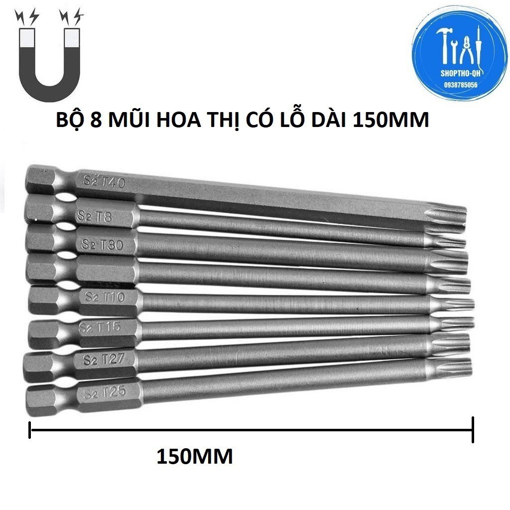 Mũi hoa thị có lỗ chuôi lục giác dài 150mm.